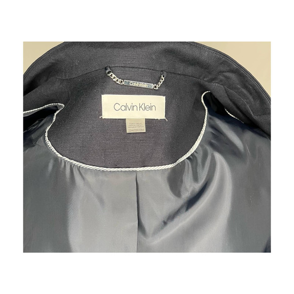 Calvin Klein women's black blazer open front shoulder pads 22W - Picture 3 of 10